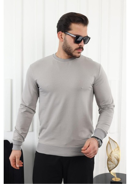 Erkek Kompakt Pamuklu Slim Fit Sweatshirt