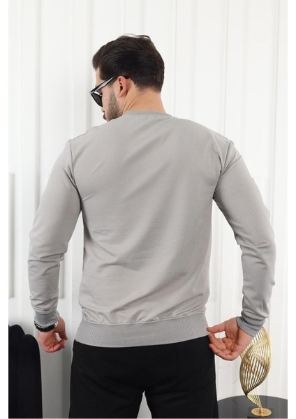 Erkek Kompakt Pamuklu Slim Fit Sweatshirt fırsatları