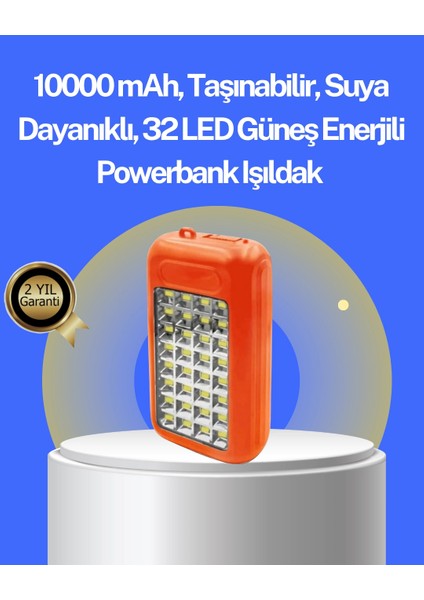 Suya Dayanıklı Güneş Paneli Destekli Powerbank ve Işıldak