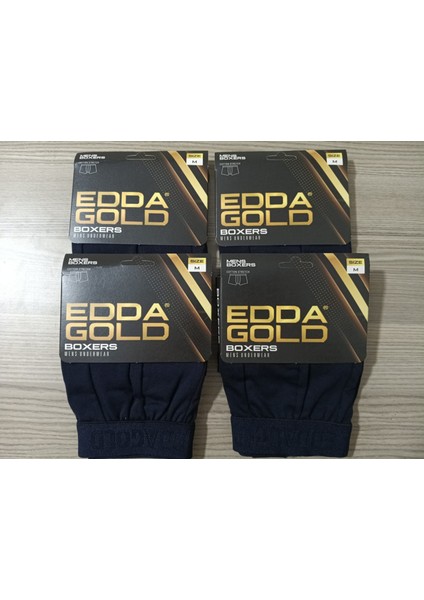 Gold Penye Kumaş Likralı Erkek Boxer - Lacivert - Medium - 4lü