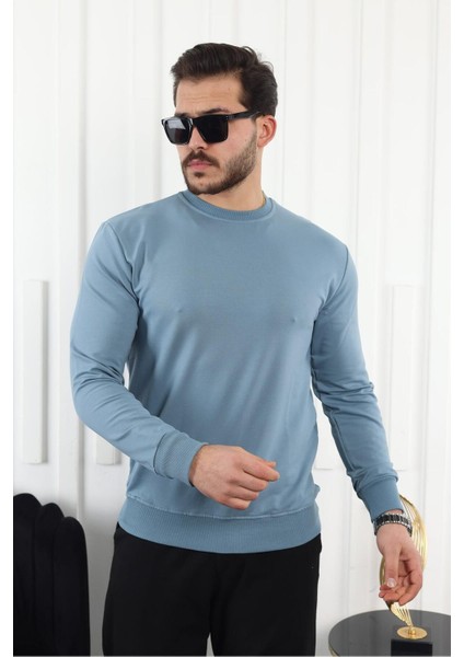 Erkek Kompakt Pamuklu Slim Fit Sweatshirt