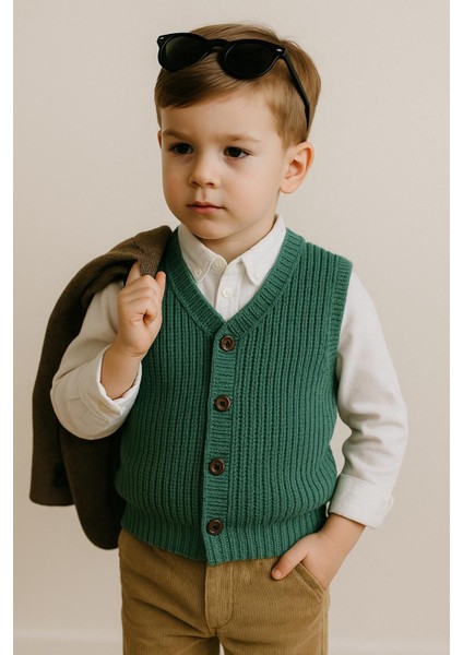 Erkek Çocuk Selanik Örgü Yelek – Esnek ve Şık – 0-5 Yaş fırsatları