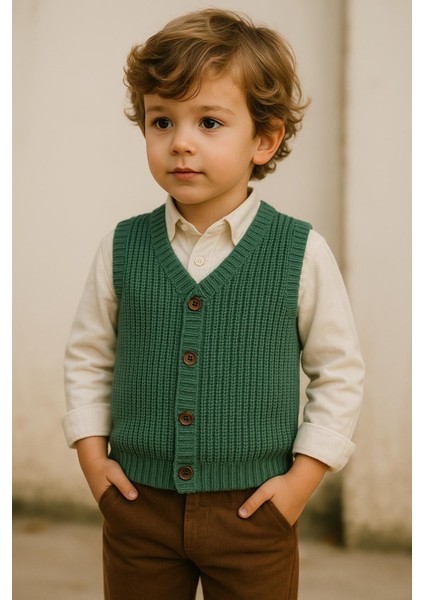 Erkek Çocuk Selanik Örgü Yelek – Esnek ve Şık – 0-5 Yaş indirimleri