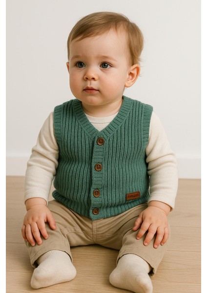 Erkek Çocuk Selanik Örgü Yelek – Esnek ve Şık – 0-5 Yaş