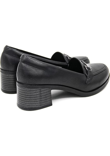 25520 Deri- Kısa Topuklu Kadın Klasik Ayakkabı - Siyah fiyatları