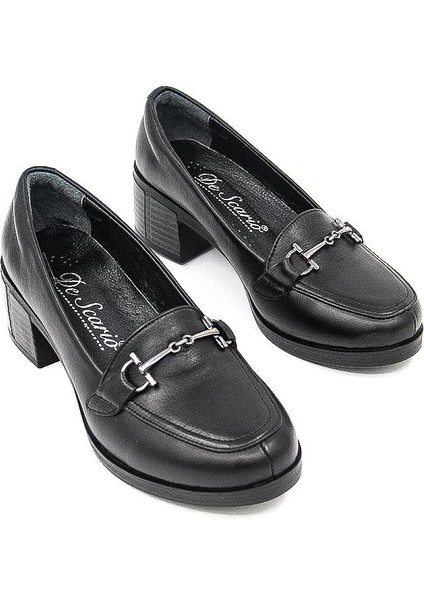 25520 Deri- Kısa Topuklu Kadın Klasik Ayakkabı - Siyah indirimleri