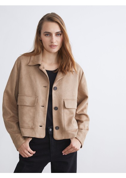Yeni Sezon Gömlek Yaka Süet Kadın Ceket