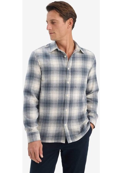 Regular Fit Polo Yaka Kareli Flanel Uzun Kollu Gömlek E8184AX25WN modelleri