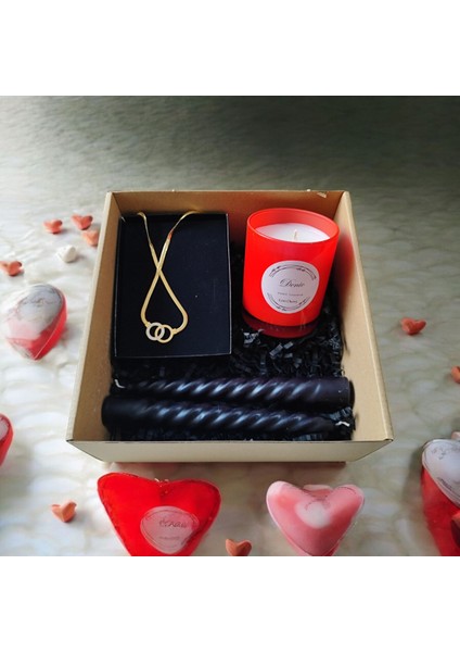 Hediye Seti-Kokulu Kırmızı Bardak Mum-Halka Kolye+Burgulu Mum fiyatları