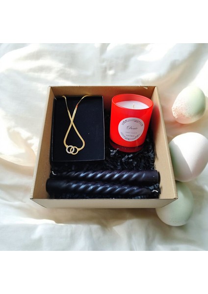 Hediye Seti-Kokulu Kırmızı Bardak Mum-Halka Kolye+Burgulu Mum fırsatları