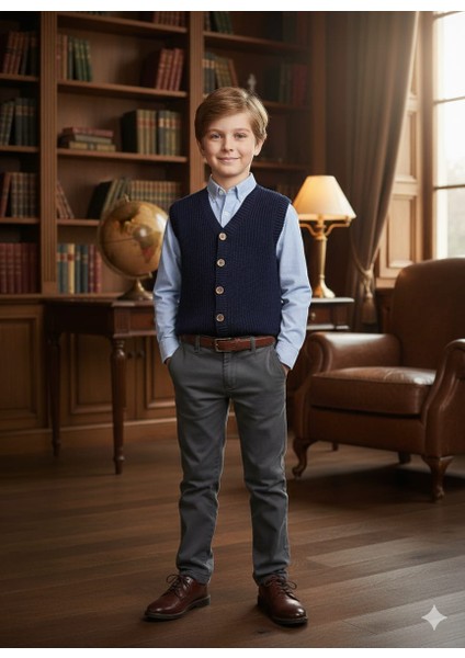 Erkek Çocuk Selanik Örgü Düğmeli Triko Yelek Abiye & Günlük Şık Kombin 5-8 Yaş fiyatları
