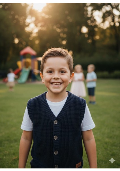 Erkek Çocuk Selanik Örgü Düğmeli Triko Yelek Abiye & Günlük Şık Kombin 5-8 Yaş indirimleri