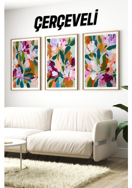 Ahşap Çerçeveli Mdf Tablo Seti Matisse, Bohem, Kusama Salon ve Oturma Odası Için ÇT3085 23 x 32