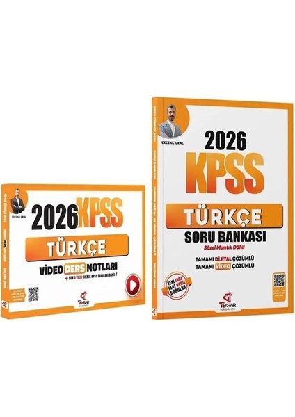 Tekrar Akademi 2026 Kpss Türkçe Video Ders Notları + Soru Bankası 2 Li Set