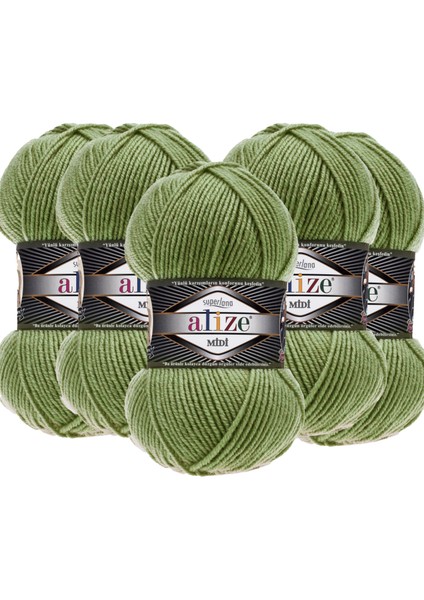 Süperlana Midi Yünlü Iplik /620 Yeşil/ Orta Kalın / El Örgü Ipi/ Kazak,Yelek,Atkı Için Uygun