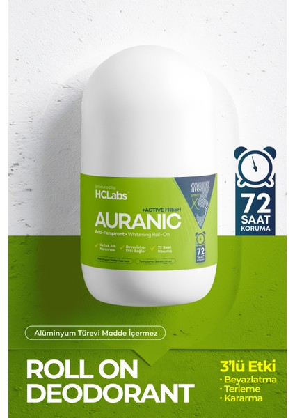 Auranıc Beyazlatıcı Koku ve Terleme Önleyici Alüminyum Türevi Içermeyen 3'lü Etki Roll-On
