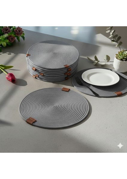 Amerikan Servis Runner 6 Lı Sunum Supla Çeyiz Takımı Örgü Tabak Altı Yanmaz