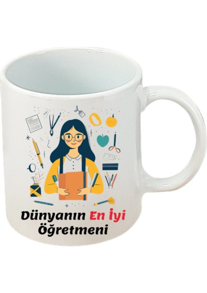 Öğretmene Hediyelik Beyaz Kupa Bardak Öğretmenler Günü Hediyesi