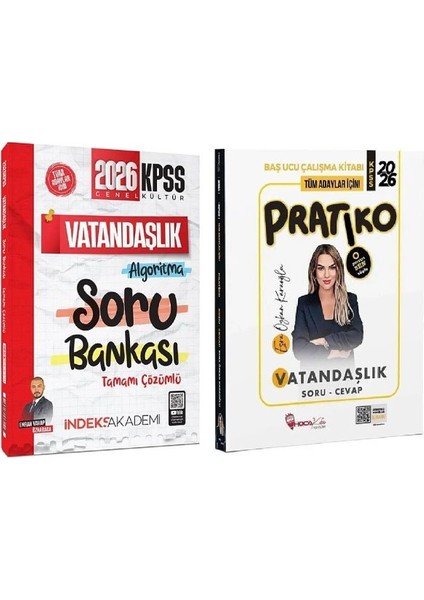 Hoca Kafası + Indeks 2026 Kpss Vatandaşlık Pratiko Soru Cevap Çalışma Kitabı + Soru Bankası 2 Li Set
