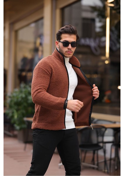 Yan Cepli Tam Fermuarlı Peluş Sweatshirt fiyatları