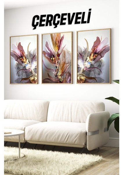 Ahşap Çerçeveli Mdf Tablo Seti Matisse, Bohem, Kusama Salon ve Oturma Odası Için ÇT3084 23 x 32