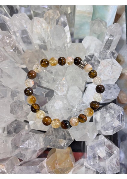 Para Mıknatısı, Sitrin ve Kaplan Gözü Doğal Taş Bileklik, Sertifikalı Doğal Taş, Uniseks Bileklik modelleri