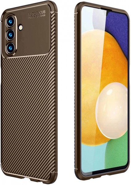 Samsung Galaxy A36 Kılıf Auto Focus Karbon Kapak - Kahverengi