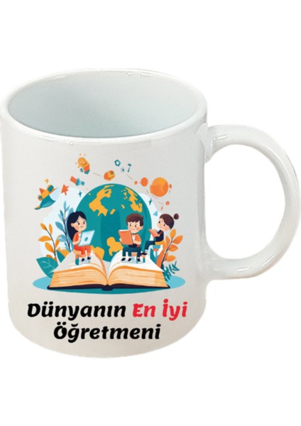 Dünyanın En Iyi Öğretmeni Baskılı Beyaz Kupa Bardak Öğretmenler Günü Hediyesi
