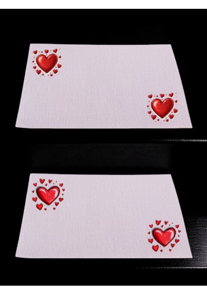 Kalp ve Kalpler Baskılı Mutfak Masası 2'li Keten Servis Bezi 28X40 cm Amerikan Servis