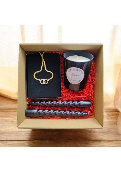 Hediye Seti-Kokulu Siyah Bardak Mum-Halka Kolye+Burgulu Mum fırsatları
