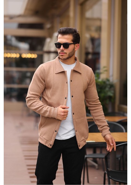 Çıtçıtlı Cepli Içi Şardonlu Sweatshirt Hırka modelleri