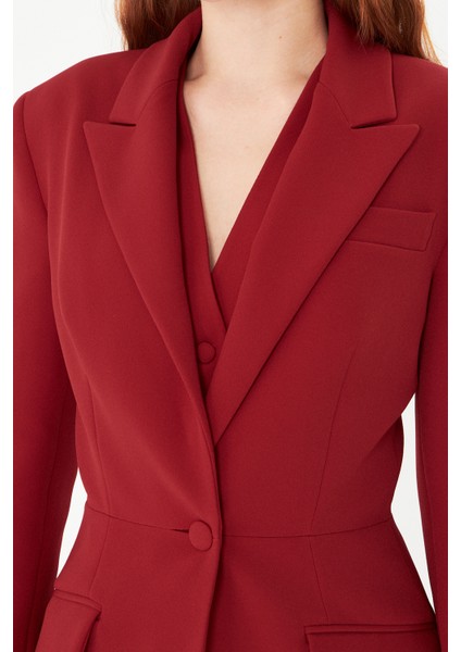 Bordo Ceket Yelek Pantolon Takım Kadın Blazer Takım Elbise - Ofis Şık Business Casual Moda Trend indirimleri