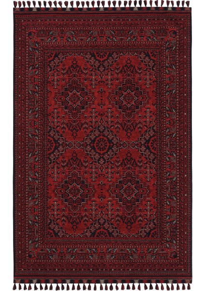 Atlas 05 Kırmızı Mutfak Halısı Yıkanabilir Halı Kaymaz Taban Yolluk Afgan Halısı Salon Halısı