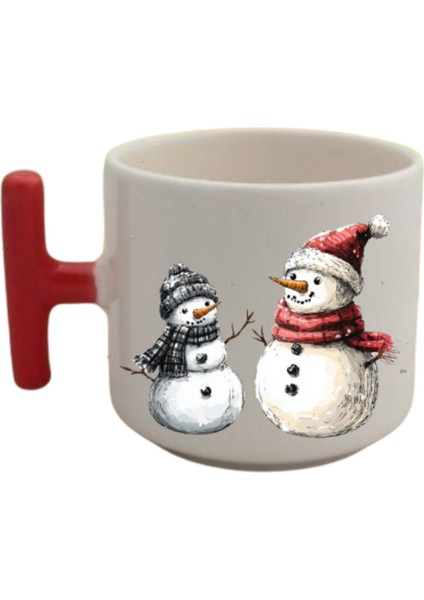 Yılbaşında Kardan Adam Baskılı Kahve Bardağı Kupa Bardak Yılbaşı Yeni Yıl Hediyesi