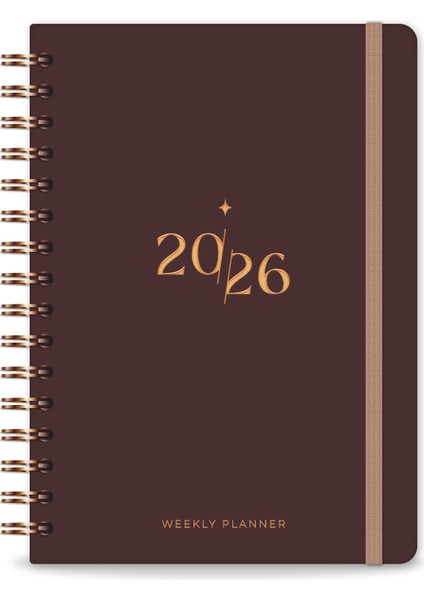 2026 A5 Spiralli Haftalık Ajanda 12 Aylık - Kahverengi fırsatları