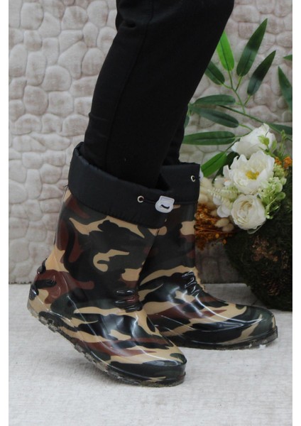 7061 Haki Kamuflaj Içi Peluşlu Su Geçirmez Erkek Çocuk Kar Yağmur Çizmesi fiyatları