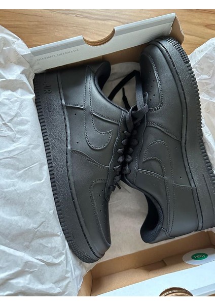 Nike Air Force 1 '07 Unisex Beyaz - Siyah Sneaker All White | Black - Klasik Deri Spor Ayakkabı