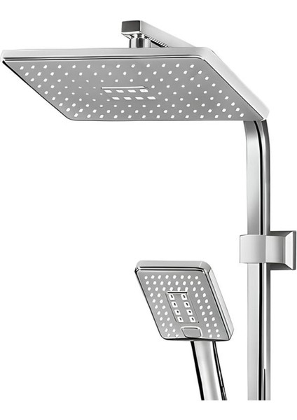 Robot Duş Seti Tam Takım Beyaz Krom Lüks Yağmurlama Fonksiyonlu El Duşu Başlıklı Vidalı Duş Sistemi modelleri