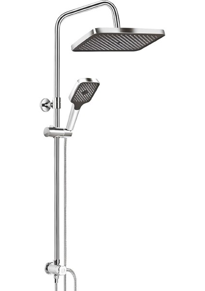 Robot Duş Seti Tam Takım Beyaz Krom Lüks Yağmurlama Fonksiyonlu Yükseklik Ayarlı Başlıklı Sistemi