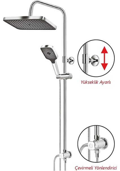 Robot Duş Seti Tam Takım Beyaz Krom Lüks Yağmurlama Fonksiyonlu Yükseklik Ayarlı Başlıklı Sistemi fiyatları