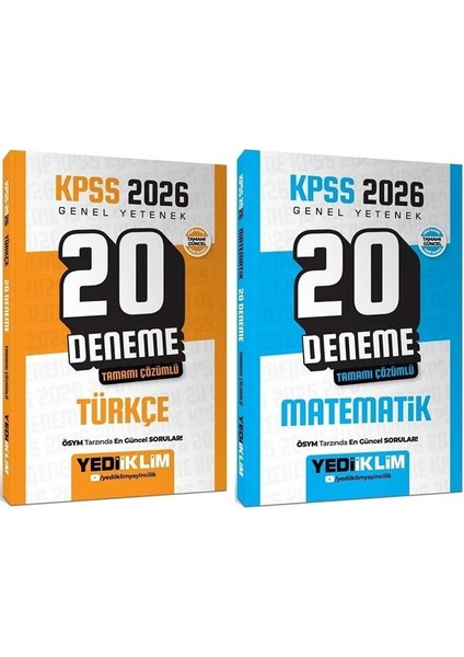 Yediiklim 2026 Kpss Türkçe + Matematik 20+20 Deneme 2 Li Set