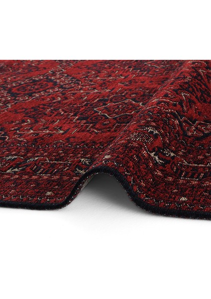 Atlas 05 Kırmızı Mutfak Halısı Yıkanabilir Halı Kaymaz Taban Yolluk Afgan Halısı Salon Halısı