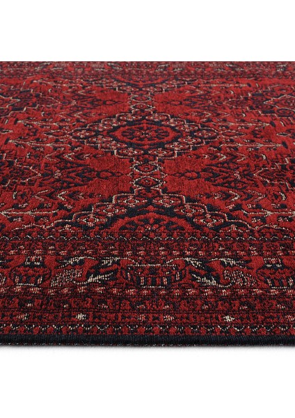 Atlas 05 Kırmızı Mutfak Halısı Yıkanabilir Halı Kaymaz Taban Yolluk Afgan Halısı Salon Halısı