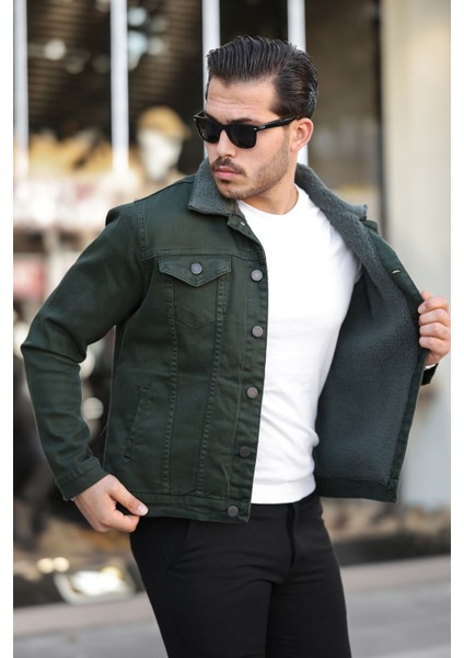 Erkek Trend Kışlık Içi Kürklü Kot Ceket Haki fırsatları