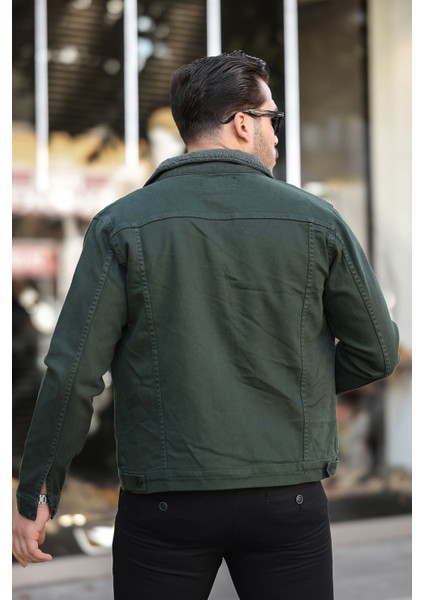 Erkek Trend Kışlık Içi Kürklü Kot Ceket Haki indirimleri