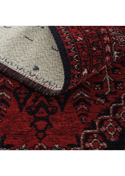 Atlas 05 Kırmızı Mutfak Halısı Yıkanabilir Halı Kaymaz Taban Yolluk Afgan Halısı Salon Halısı