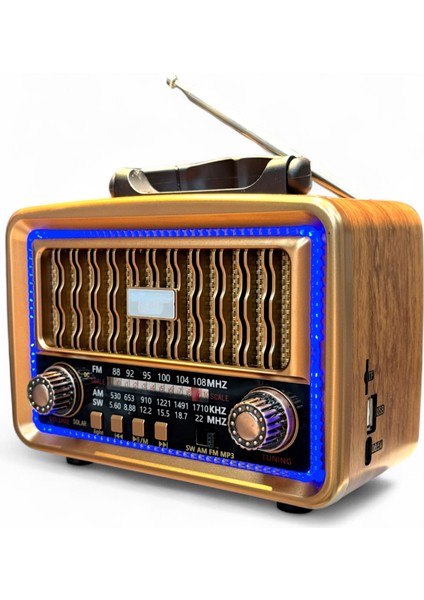 Ahşap Görünüm Nostalji Radyo,ledli Bluetooth Nostaljik Radyo