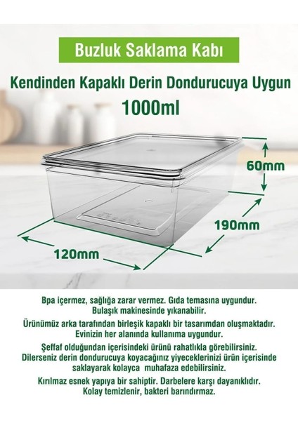 20 Adet 1 Lt. Kendinden Kapaklı Difrize Uygun Buzluk Saklama Kutusu Düzenleyici fırsatları