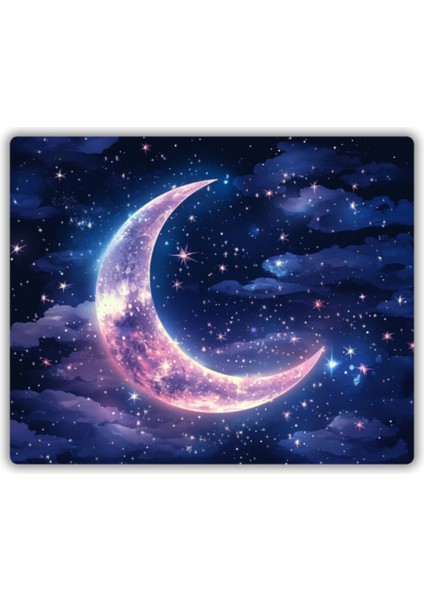 Parlak Ay ve Yıldız Baskılı Mouse Pad 18X22 cm