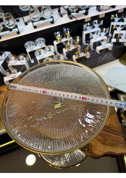 Sunumluk Pasta Standı Cam Gold Detaylı modelleri